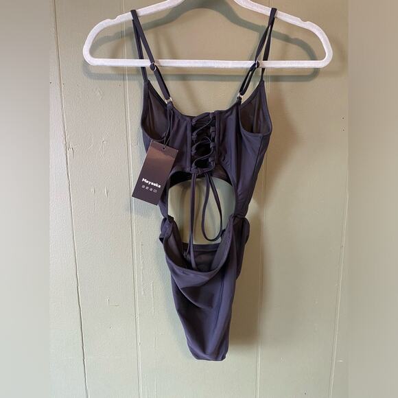 Meyeeka Bathingsuit Womens Size Small  Black Sexy Monokini One Piece Summer NEW - Picture 5 of 12